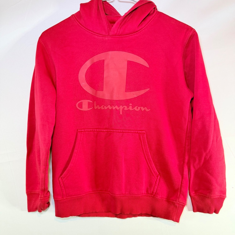 Champion Boys Red Big C Logo Pullover Hoodie Sweatshirt Size Medium 10‎